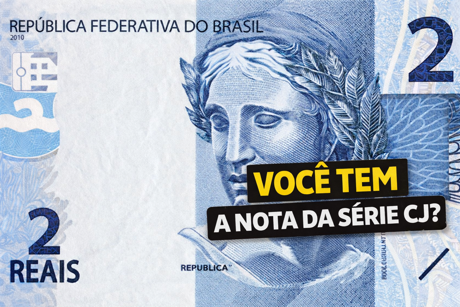 Cédula de 2 reais rara da Série CJ033 valendo até R$ 400 com chancelas de Meirelles e Tombini em estado FE.